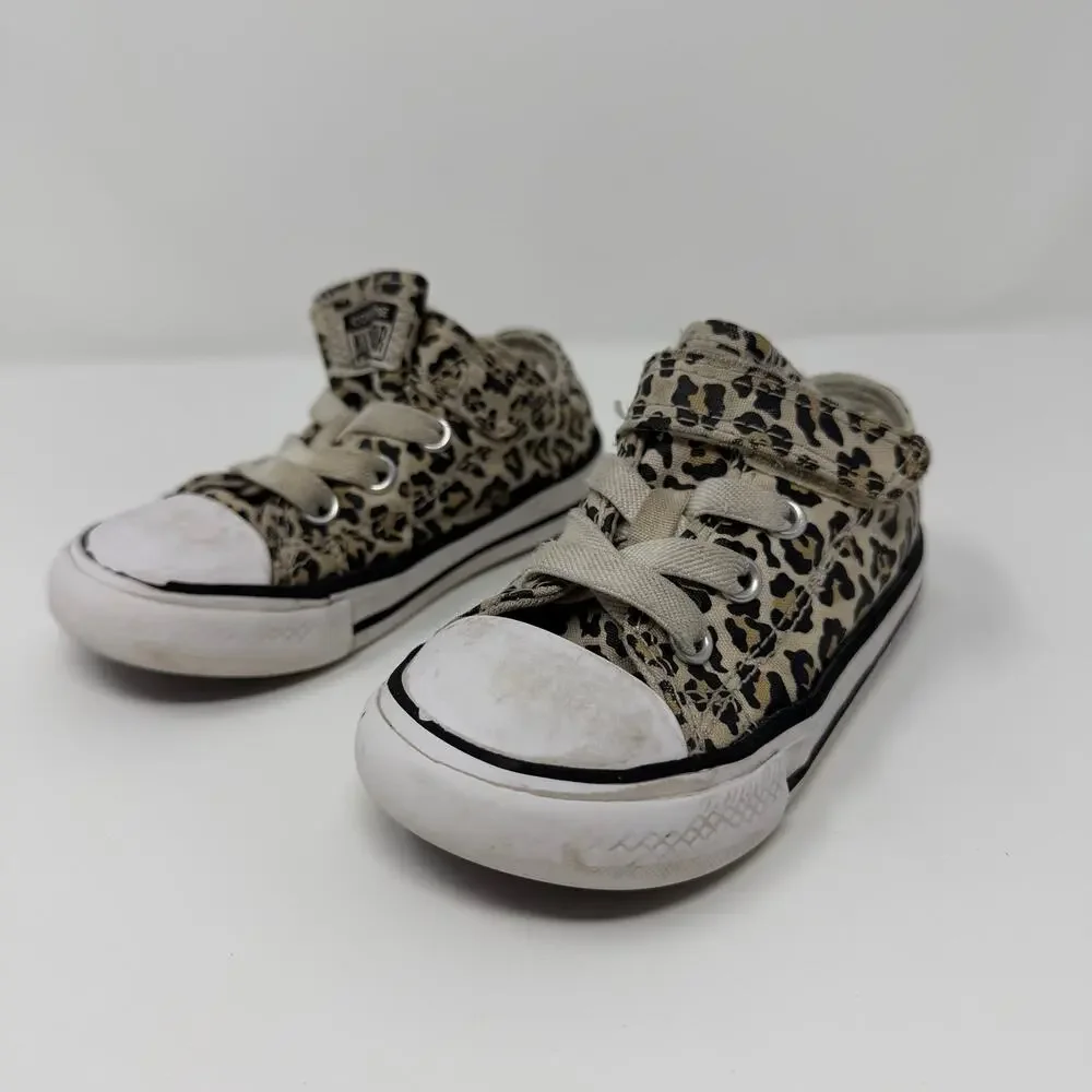 Converse All Star Leopard Print Toddler Sneakers Hook Loop Toddler Size 6